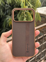 iPhone "17 Pro Max" Premium NILKIN Leather Stripe Case - Bronze