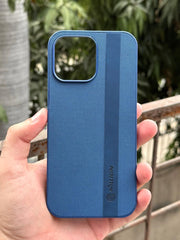 iPhone "16 Pro Max" Premium NILKIN Leather Stripe Case - Metallic Blue