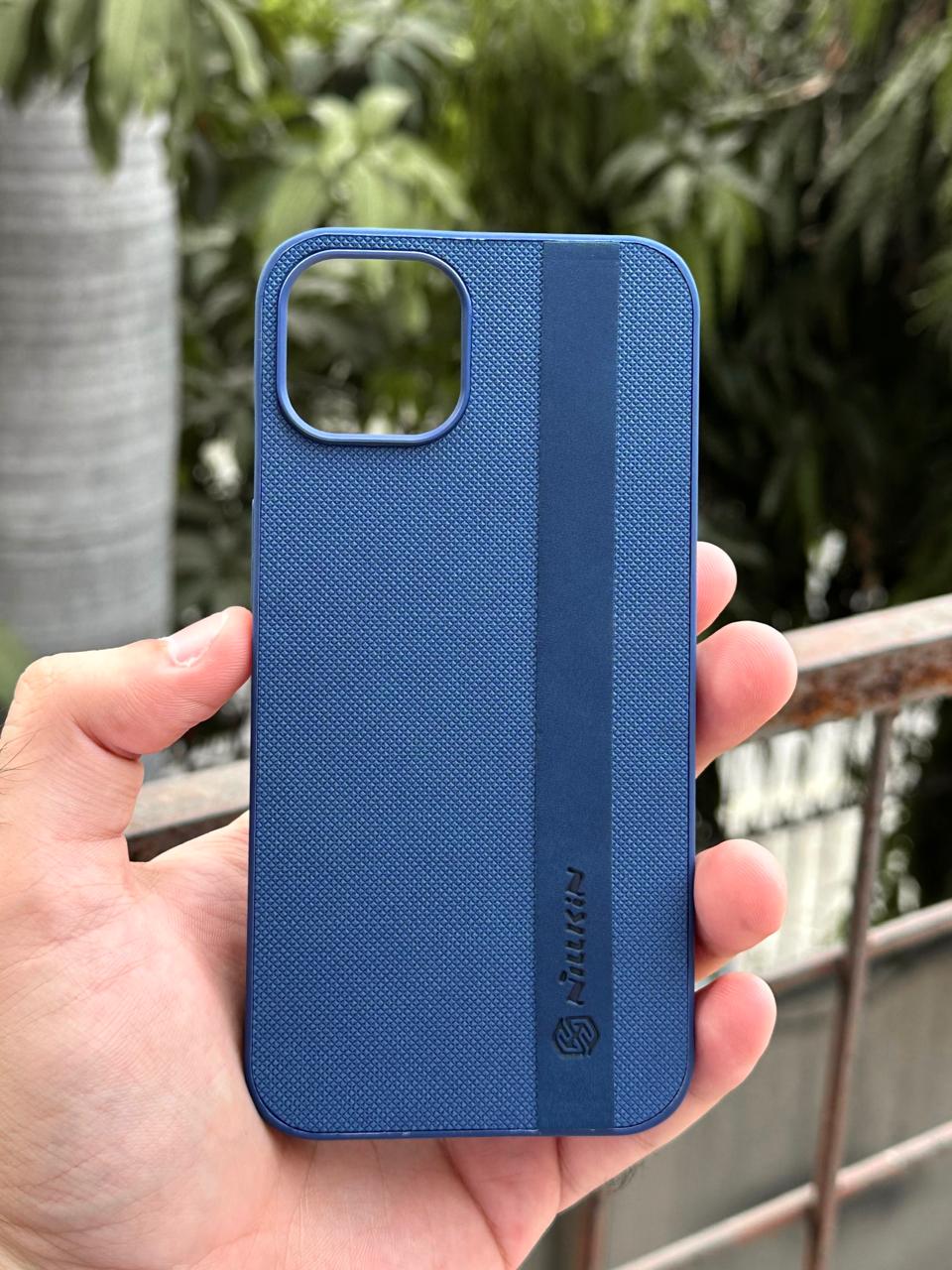 iPhone "12/12 Pro" Premium NILKIN Leather Stripe Case - Metallic Blue