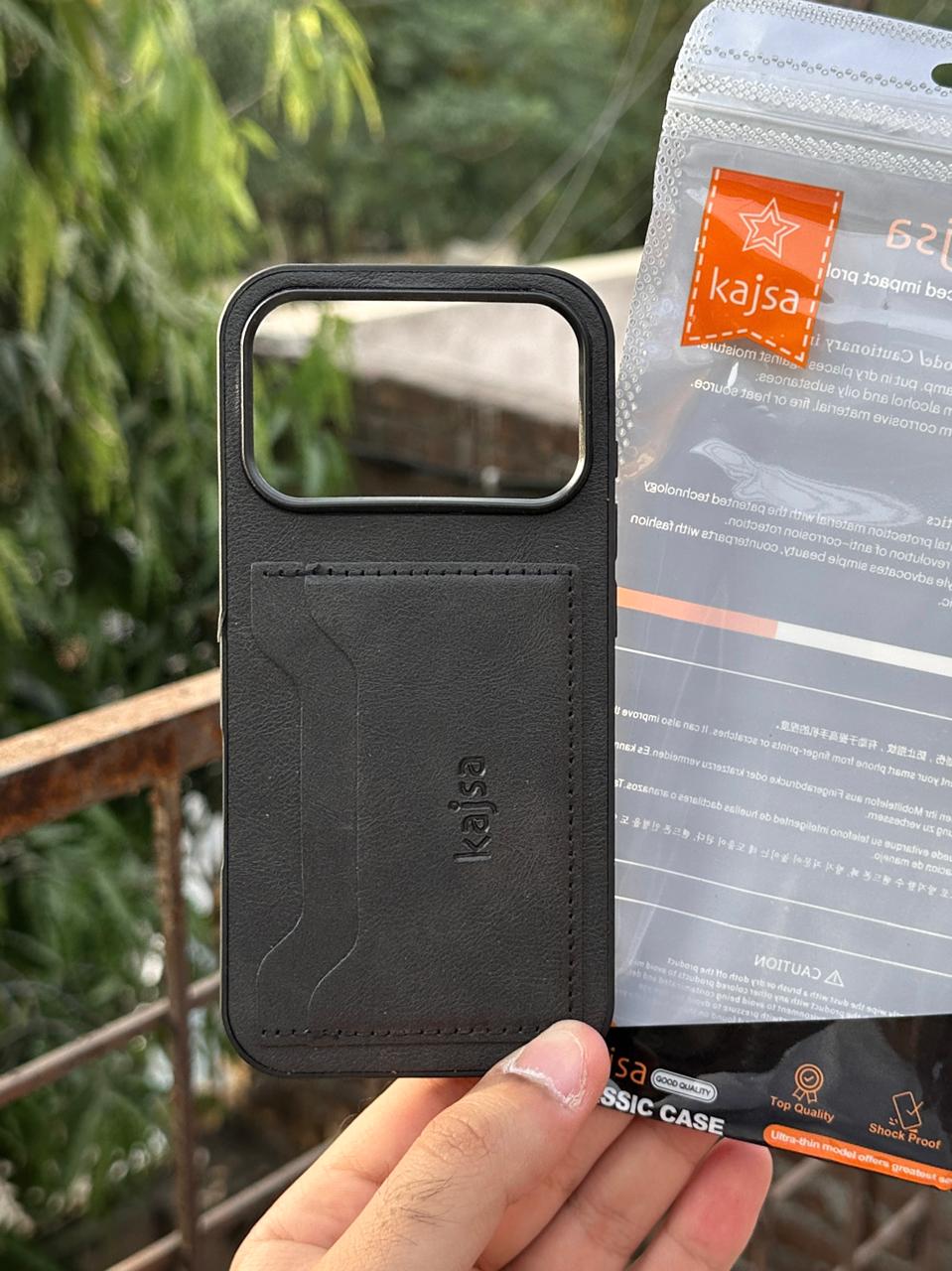 iPhone "17 Pro" Kajsa Leather Wallet Case - Black