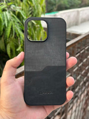 iPhone "16 Pro Max" Puloka Two-Tone Premium "Leather" Case - Black
