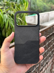 iPhone "17 Pro Max" Puloka Two-Tone Premium "Leather" Case - Black