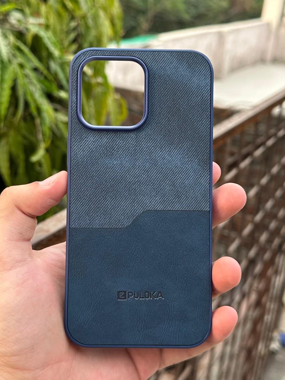 iPhone "13 Pro Max" Puloka Two-Tone Premium "Leather" Case - Blue