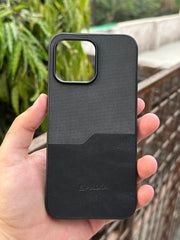 iPhone "13 Pro Max" Puloka Two-Tone Premium "Leather" Case - Black