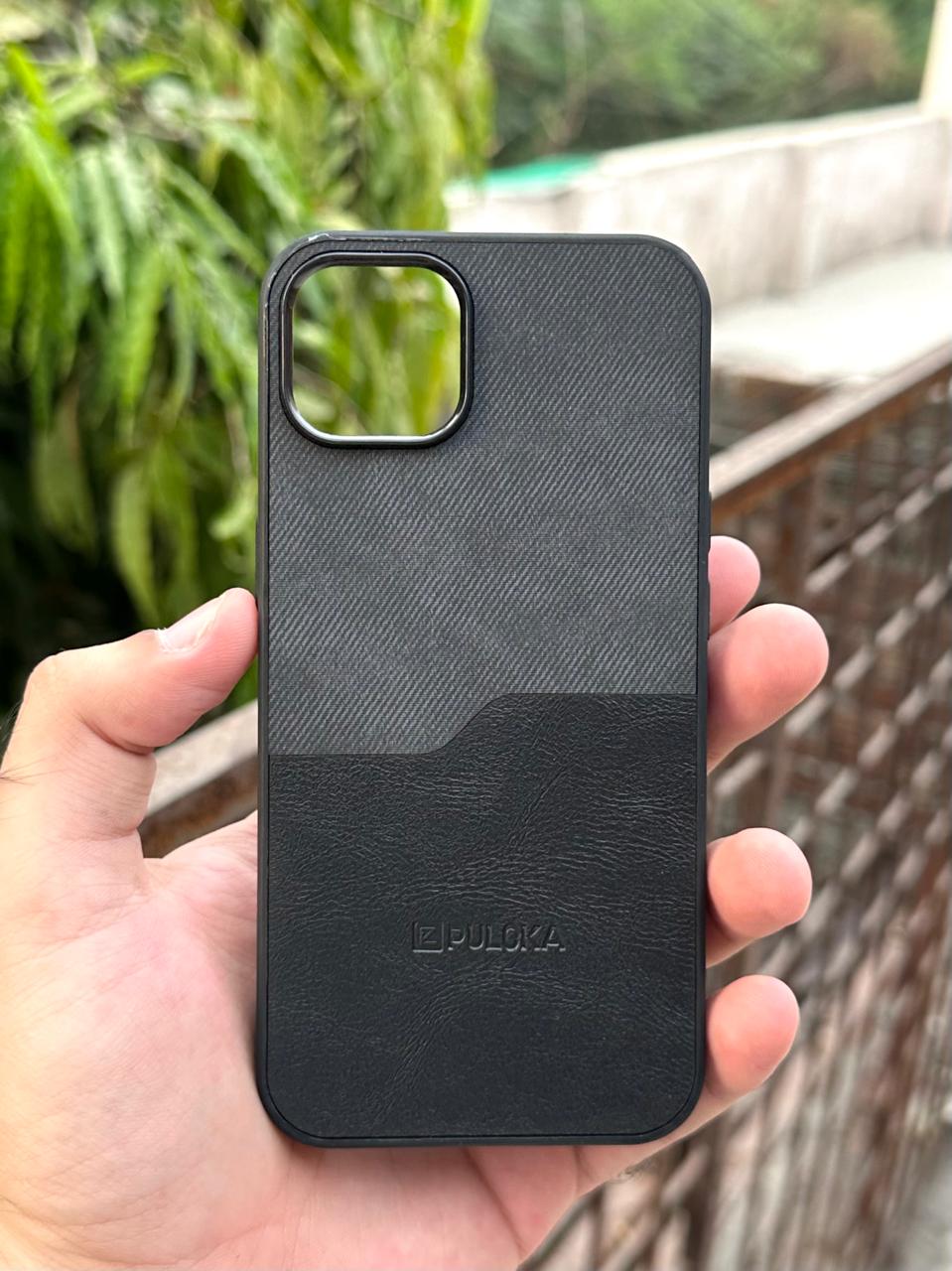 iPhone "11" Puloka Two-Tone Premium "Leather" Case - Black