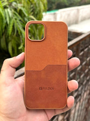iPhone "13/14" Puloka Two-Tone Premium "Leather" Case - Brown