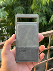 Google Pixel "6A" Premium Remax Leather Stitched Case - Gray