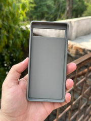 Google Pixel "6A" Premium Puloka Leather Stripe Case - Gray & White