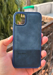 iPhone "11" Premium Remax Leather Stitched Case - Blue