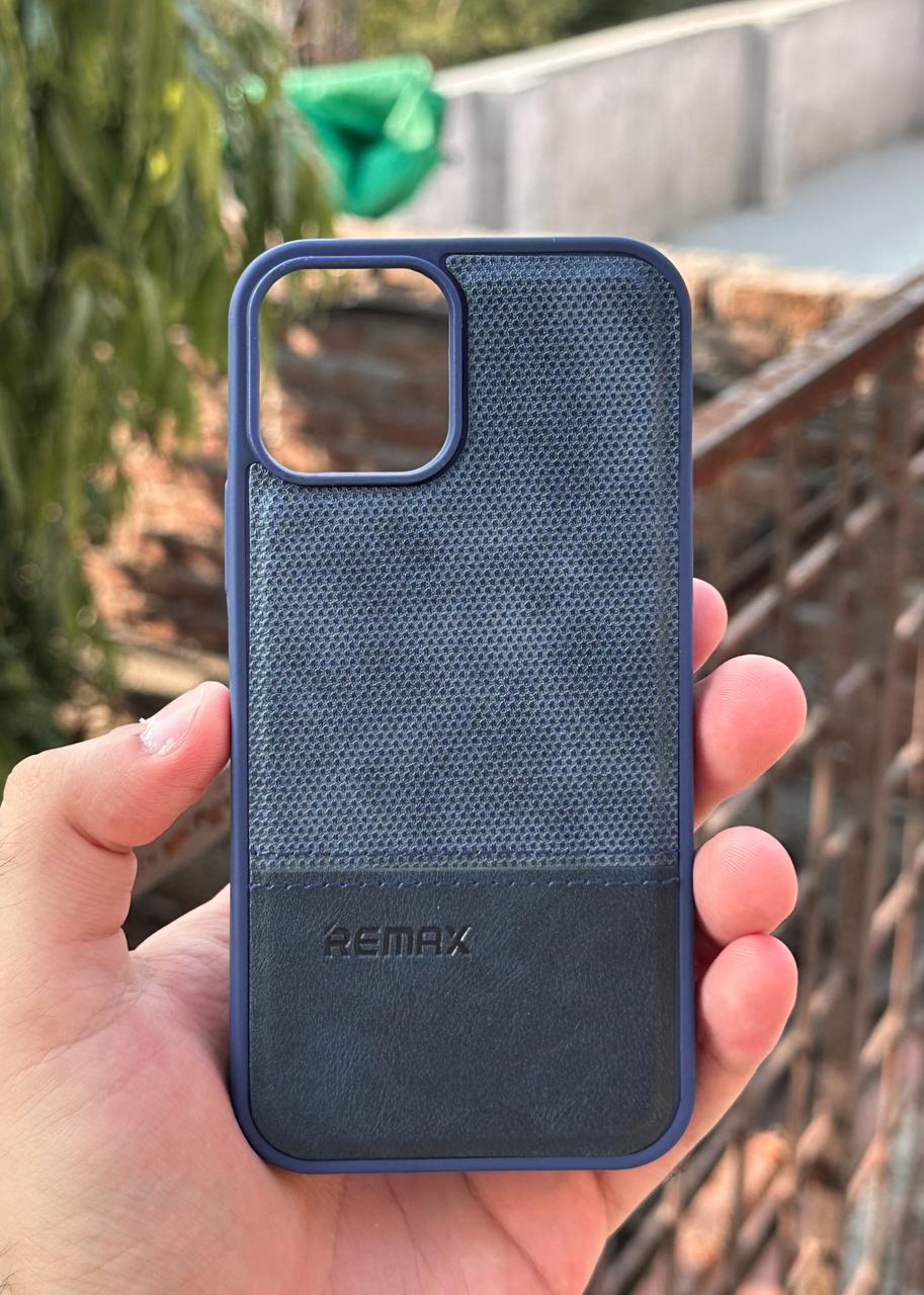 iPhone "12/12 Pro" Premium Remax Leather Stitched Case - Blue