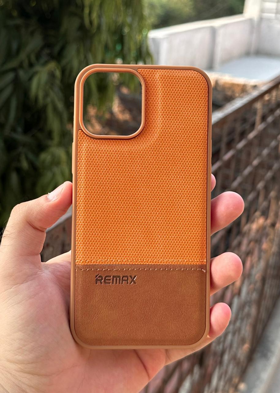iPhone "12 Pro Max" Premium Remax Leather Stitched Case - Brown