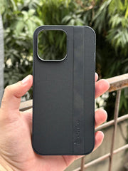 iPhone "16 Pro Max" Premium NILKIN Leather Stripe Case - Black