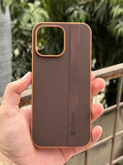iPhone "16 Pro Max" Premium NILKIN Leather Stripe Case - Bronze