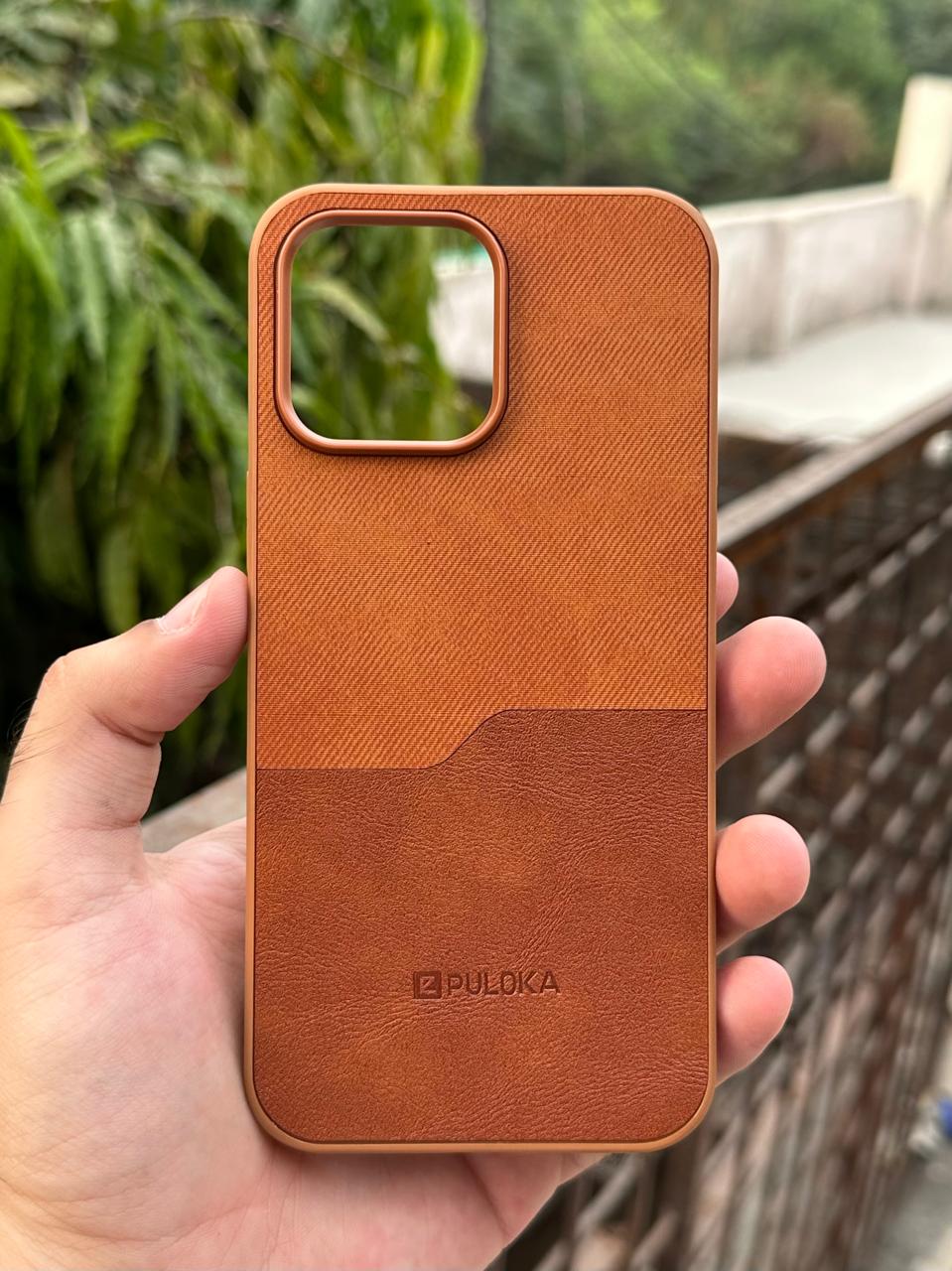 iPhone "13 Pro Max" Puloka Two-Tone Premium "Leather" Case - Brown