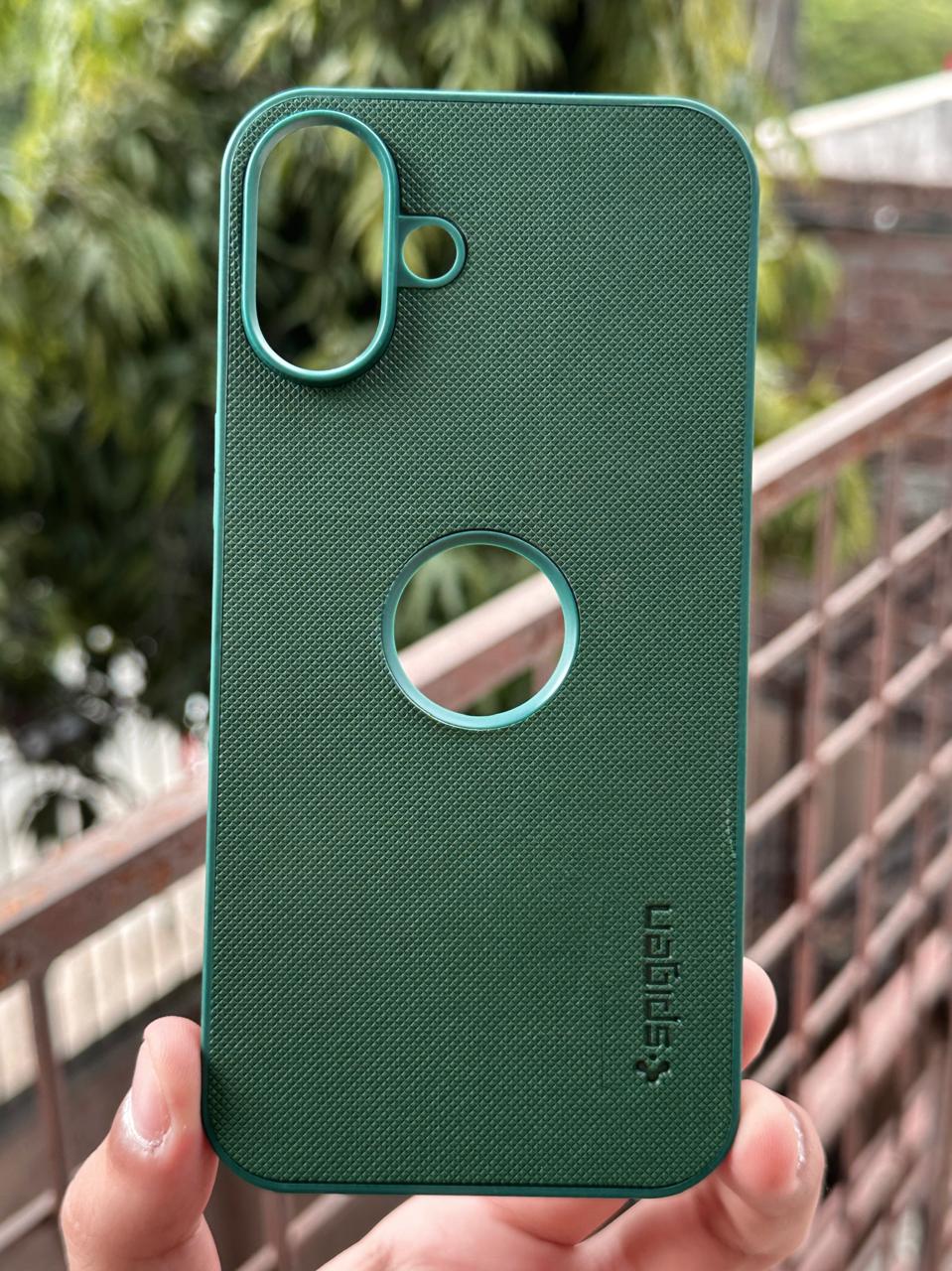 iPhone "16 Plus" Spigen Rugged Texture "LOGO-CUT" Case - Green
