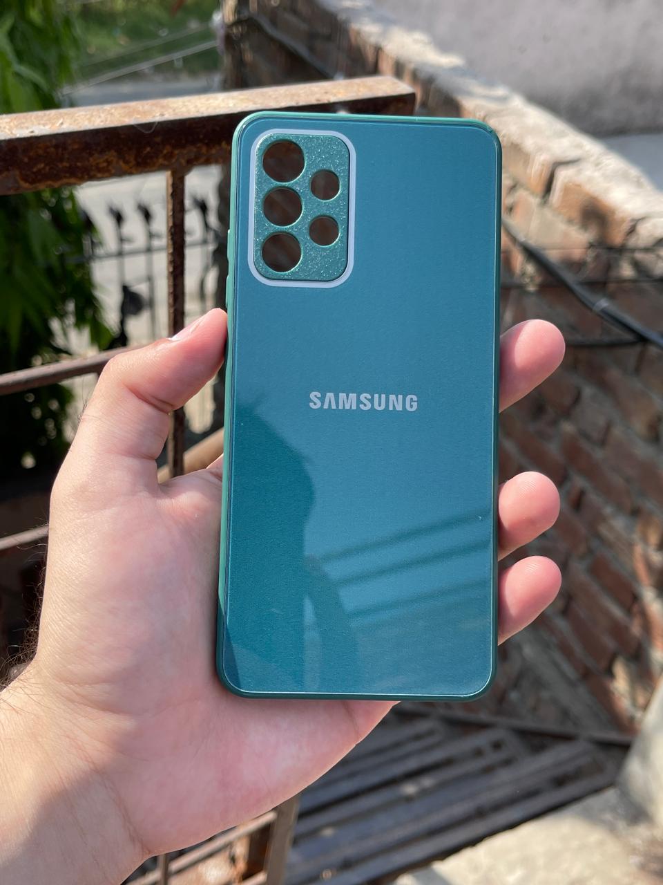 Samsung Galaxy "A32 (4G)" Tempered Glass "Chrome" Case - Green