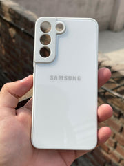 Samsung Galaxy "S22" Tempered Glass "Chrome" Case - White