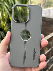 iPhone "15 Pro Max" Spigen Premium Woven Stitched Case - Gray