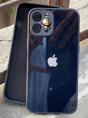 iPhone "12 Pro Max" Tempered Glass "Solid" Case - Black