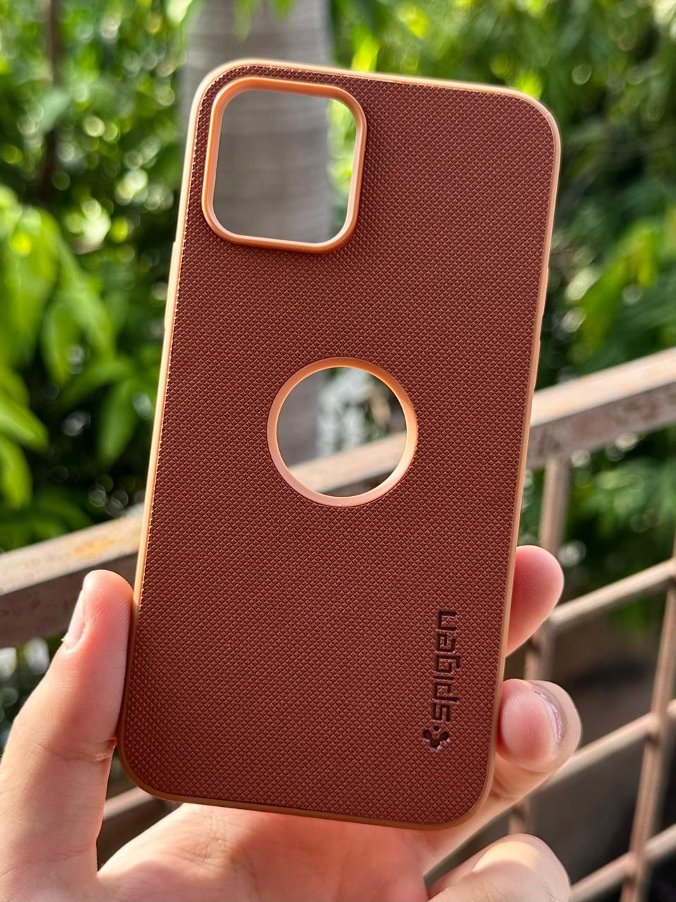 iPhone "11 Pro" Spigen Rugged Texture "LOGO-CUT" Case - Brown