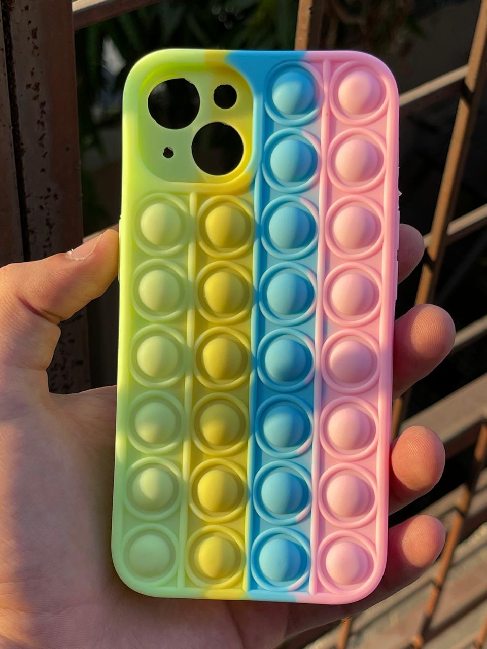 iPhone "13" Fidget Stress Release Pop-Up Case - Green & Pink