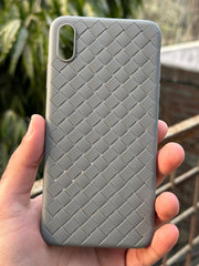 iPhone "XS Max" Premium Woven "Leather Feel" Case - Gray