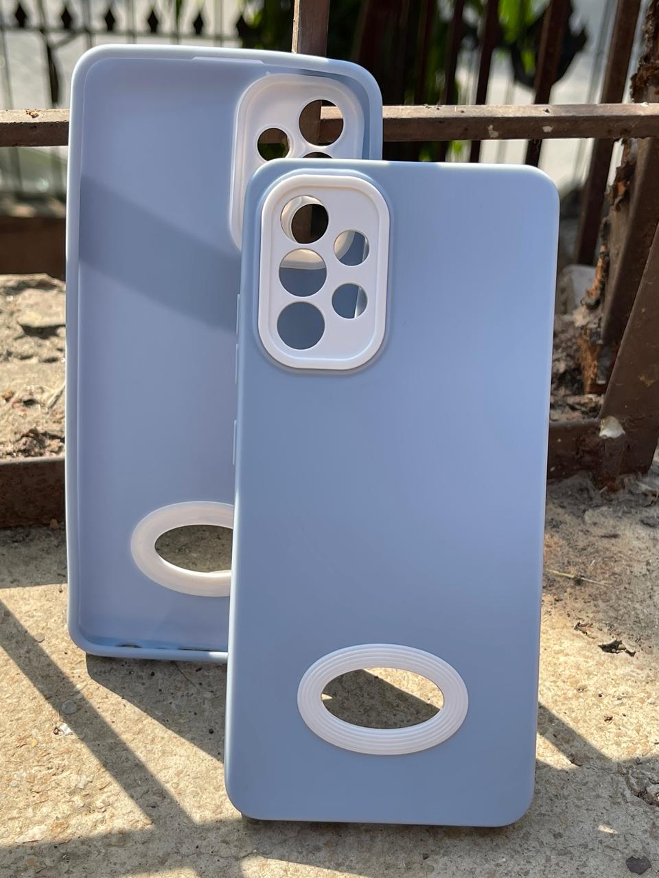 Samsung Galaxy "A32 (4G)" Silicone "Holo Camera Ring" Case - Light Blue
