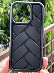 iPhone "16 Pro Max" Premium Silicone "Woven-Bamboo" Case - Black