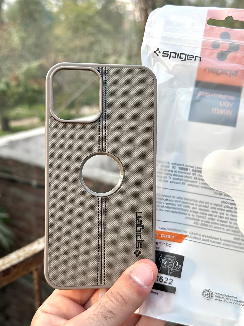 iPhone "12/12 Pro" Spigen Premium Woven Stitched Case - Gray