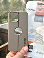 iPhone "12/12 Pro" Spigen Premium Woven Stitched Case - Gray
