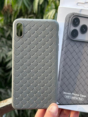 iPhone "XS Max" Premium Woven "Leather Feel" Case - Gray