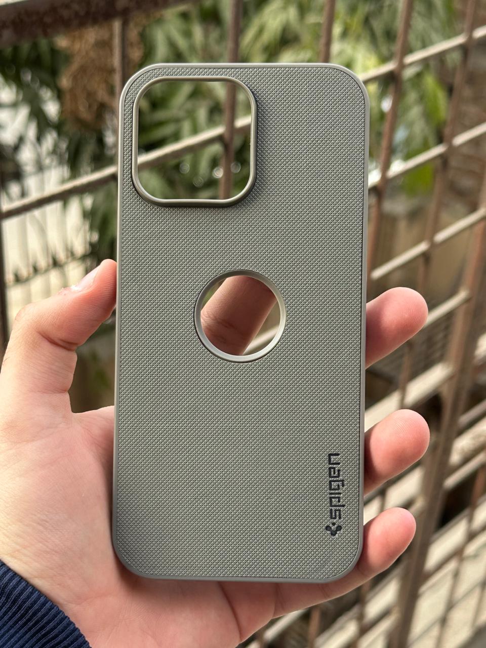 iPhone "16 Pro Max" Spigen Rugged Texture "LOGO-CUT" Case - Gray