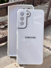 Samsung Galaxy "S21 FE" Tempered Glass "Chrome" Case - White