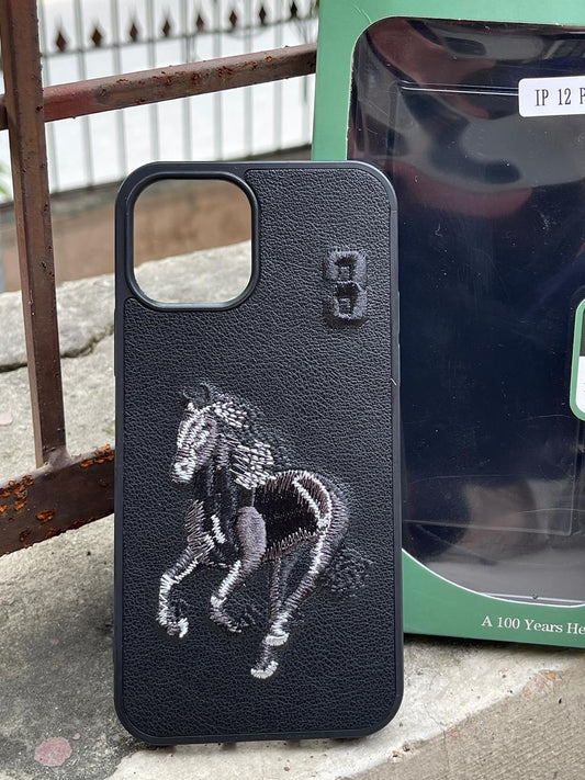 iPhone "12/12 Pro" Polo Embroidered Case - Black