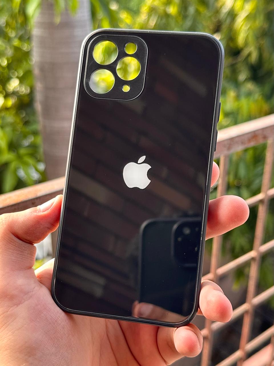 iPhone "11 Pro" Tempered Glass "Solid" Case - Black