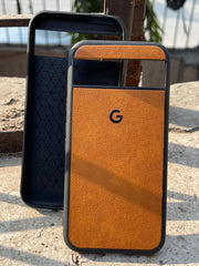 Google Pixel "8" Premium Leather Texture Case - Orange