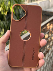 iPhone "16 Plus" Spigen Premium Woven Stitched Case - Brown