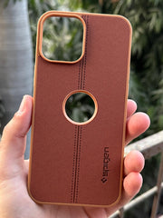 iPhone "12 Pro Max" Spigen Premium Woven Stitched Case - Brown