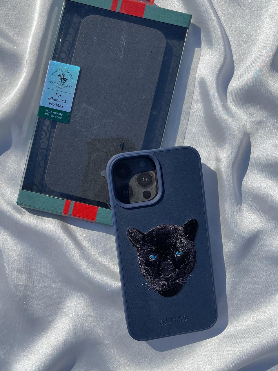 iPhone "13 Pro Max" Premium Leather Embroided  "Panther" Case