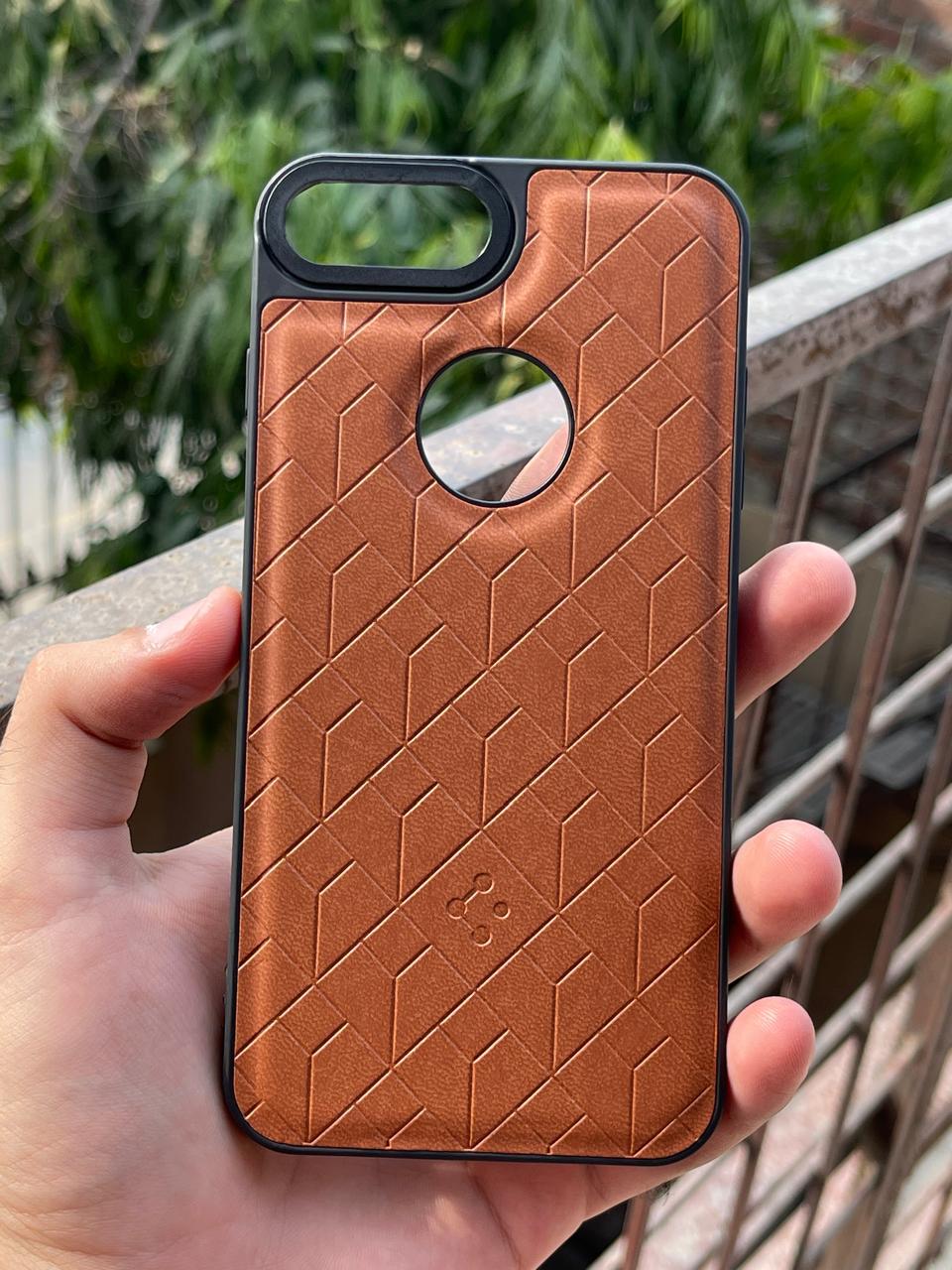 iPhone "7/8 Plus" Spigen Premium Leather Case - Brown