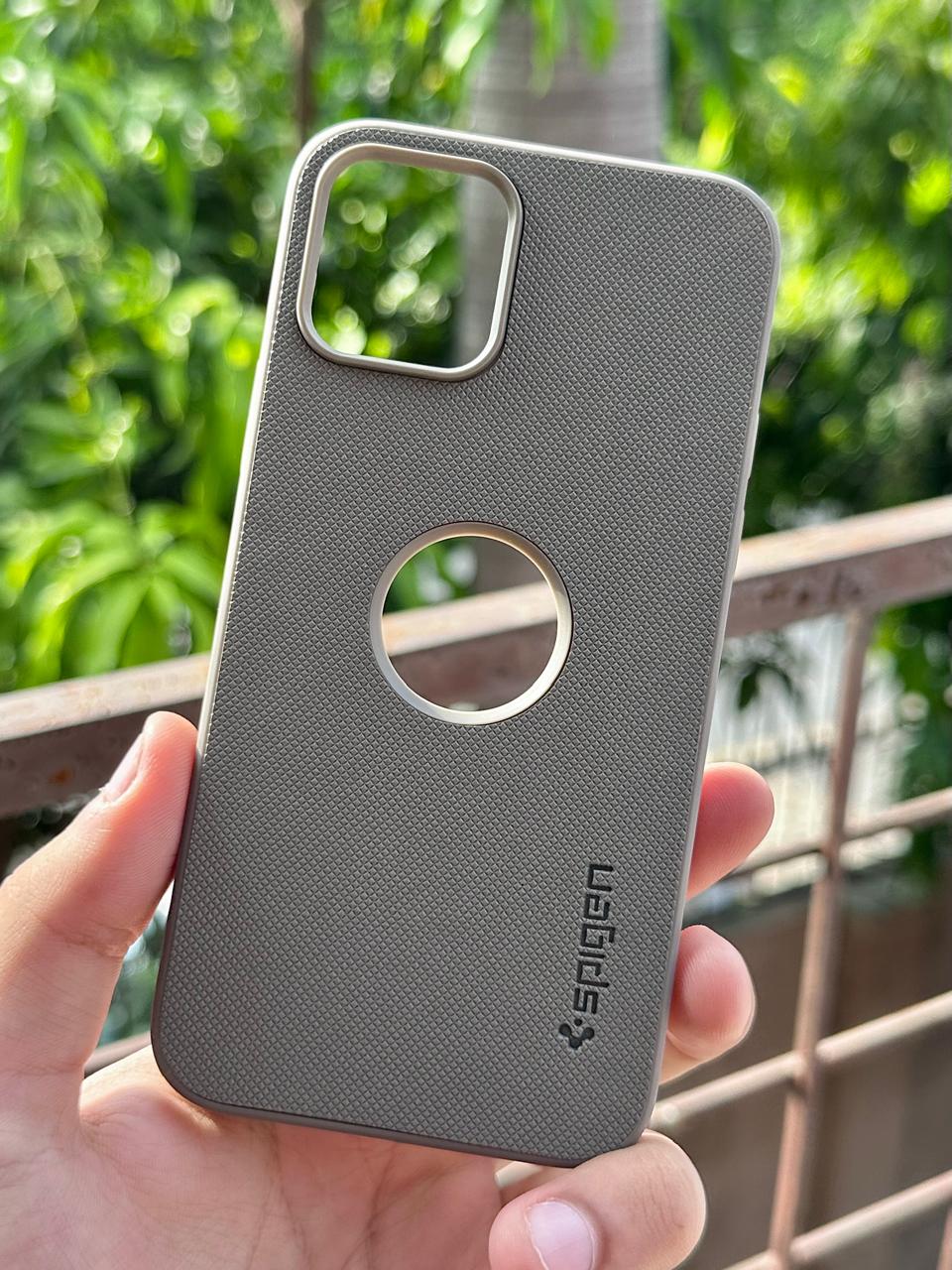 iPhone "11 Pro" Spigen Rugged Texture "LOGO-CUT" Case - Gray