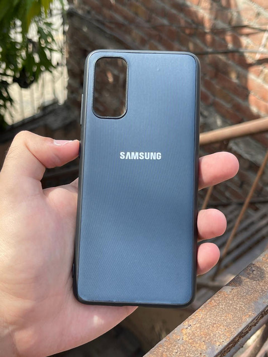 Samsung Galaxy "S20" Leather Texture Case "Chrome Logo" - Blue