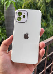 iPhone "12" Tempered Glass "Chrome" Case - White