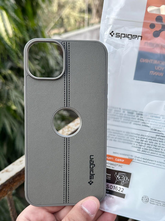 iPhone "15 Plus" Spigen Premium Woven Stitched Case - Gray