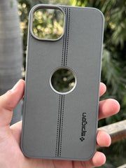 iPhone "15 Plus" Spigen Premium Woven Stitched Case - Gray