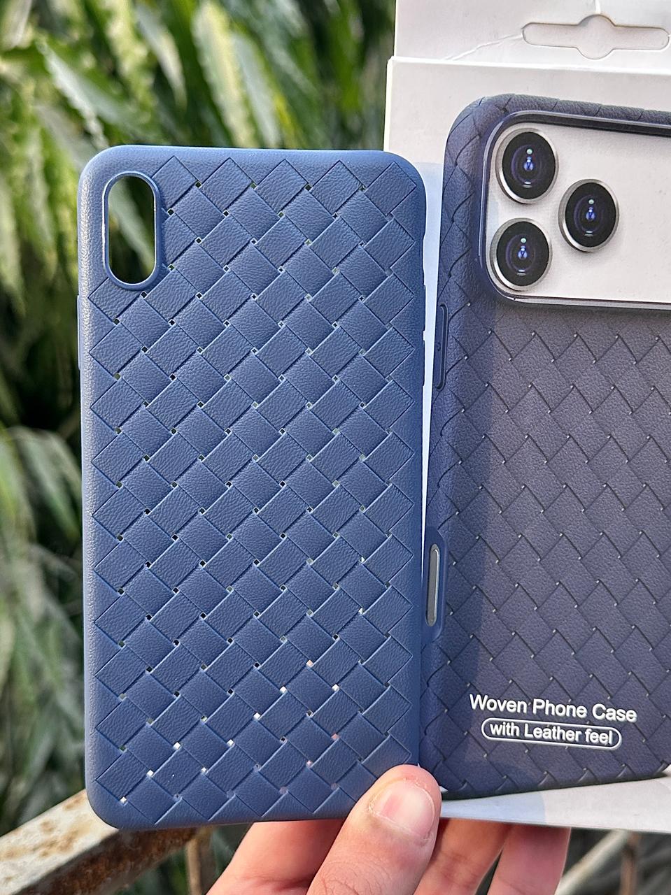 iPhone "XS Max" Premium Woven "Leather Feel" Case - Blue