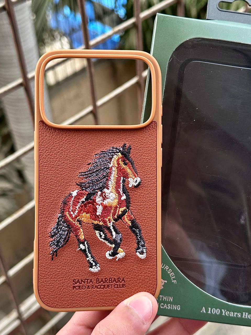 iPhone "17 Pro" Polo Embroidered Case - Brown