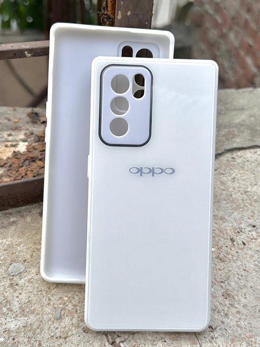Oppo "Reno 6 Pro" Tempered Glass "Chrome" Case - White