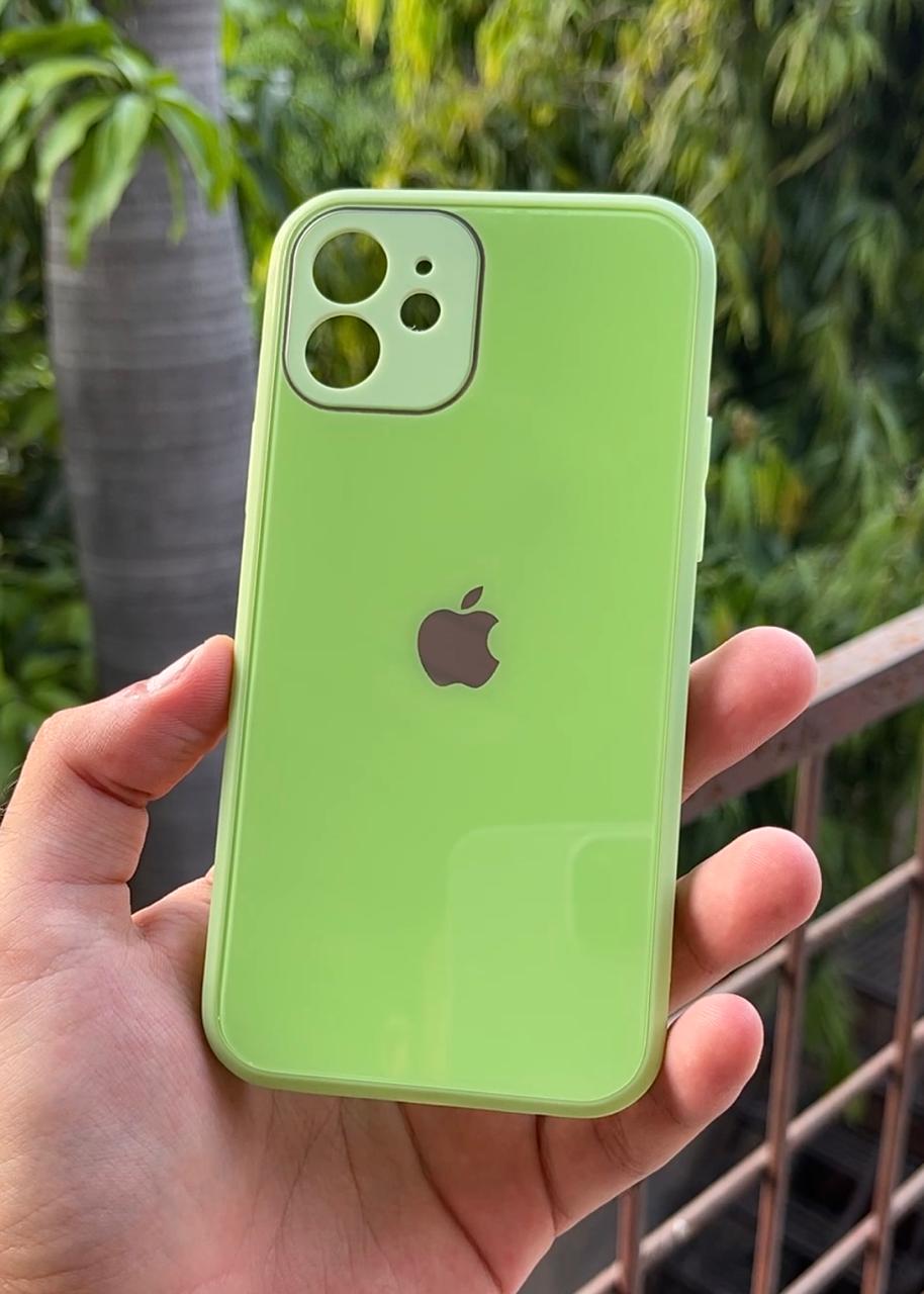 iPhone "12" Tempered Glass "Chrome" Case - Neon Green